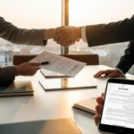 01 golden hour handshake over tablet in scandinavian conference - Last ned samarbeidsavtale‑mal (klar til bruk) + rask sjekkliste