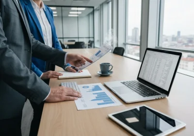 02 candid smartphone european office with skyline - Hva gjør en IT-konsulent? Tjenester, eksempler og priser (2025)