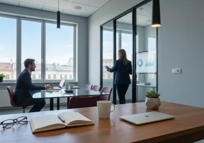 04 smartphone shot european office oak desk foreground - Hvordan forhandle med leverandører: taktikk for bedre pris og vilkår (RFQ, BATNA og...