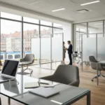 05 glass topped desk with laptop in european open plan office - Sjekkliste og mal: Evaluere og sammenligne leverandørtilbud (mal + spørsmål...