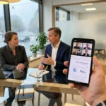 05 nordiskt kontor smartphone med delad skarm - Slik etablerer du et strategisk partnerskap: steg-for-steg sjekkliste for norske bedrifter