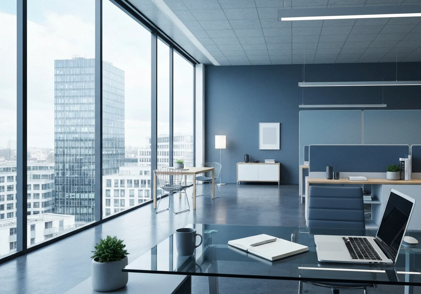 07 glass desk european office with expansive windows - Produsent vs. grossist vs. distributør vs. dropshipper: hvilken leverandørtype passer...