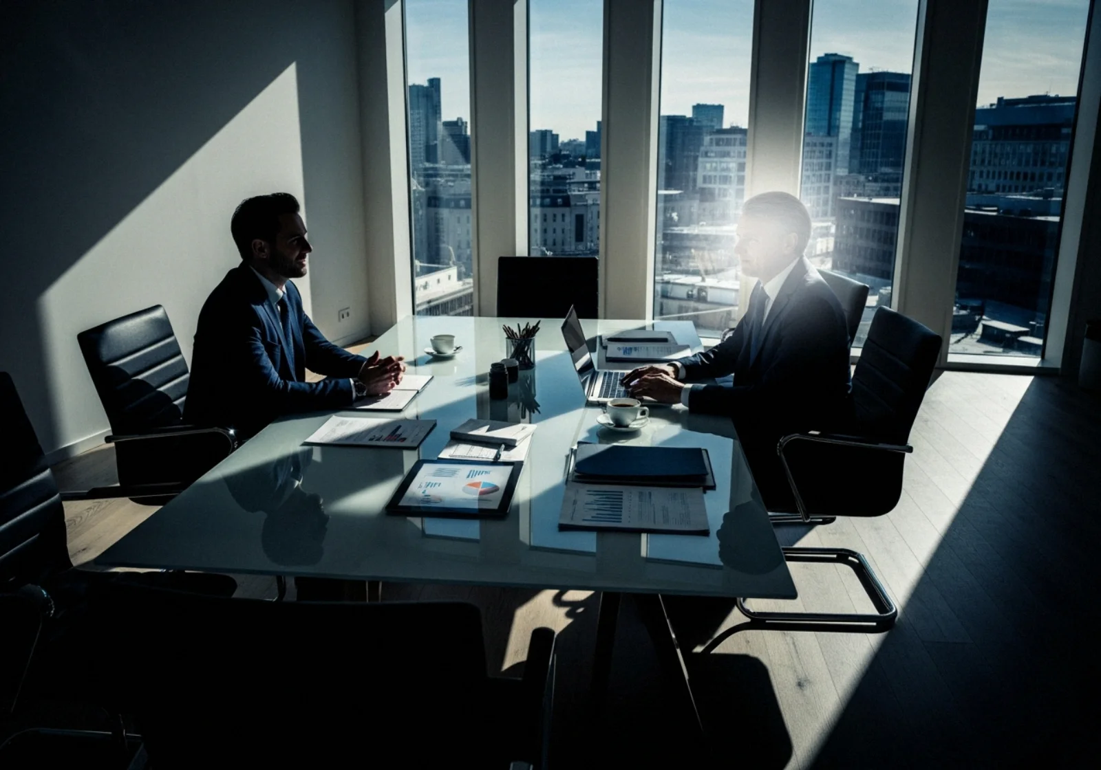 09 two professionals in nordic glass conference smartphone shot - Oppfølging etter nettverksmøter: maler, timing og CRM-arbeidsflyt