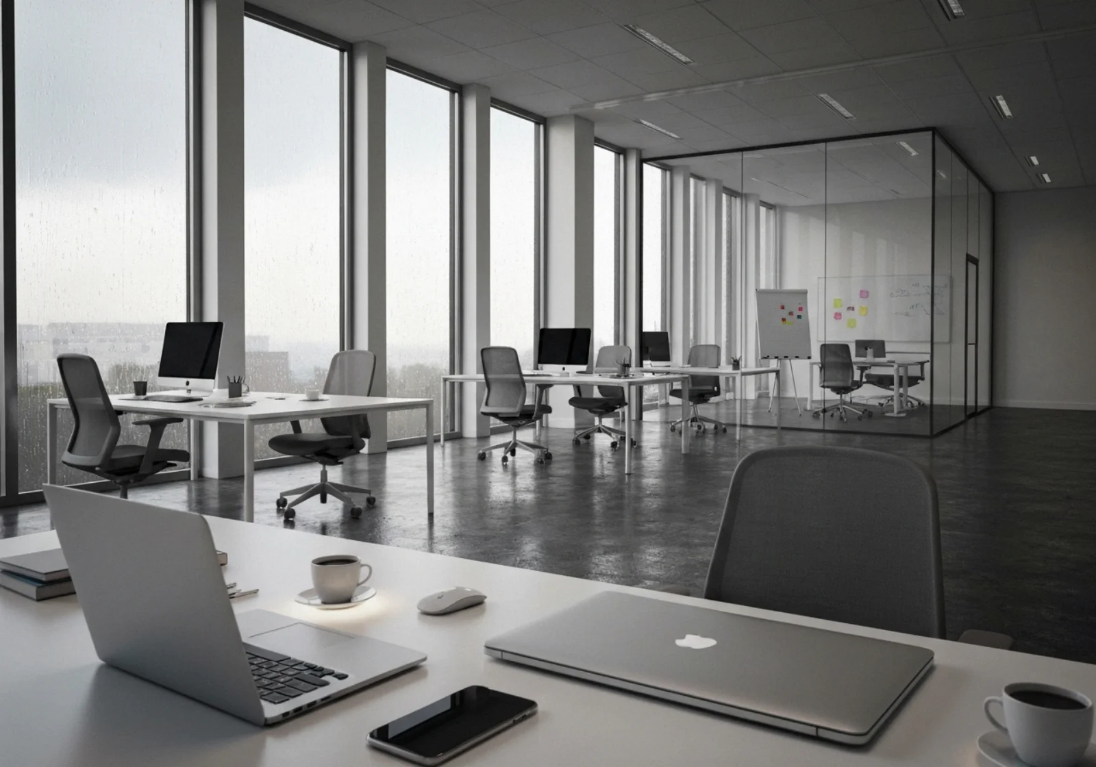 13 rainy european office with glass partitions and reflections - Slik lager du en LinkedIn-profil som får folk til å ta kontakt