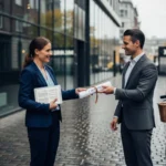 13 smartphone shot nordic professionals exchange contract on wet - Slik bygger du en effektiv LinkedIn-profil for næringslivet (med sjekklis...