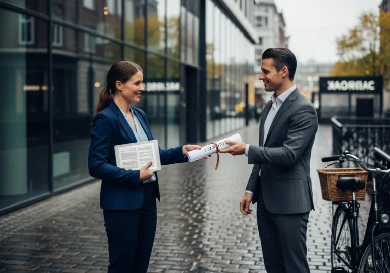 13 smartphone shot nordic professionals exchange contract on wet - Slik bygger du en effektiv LinkedIn-profil for næringslivet (med sjekklis...