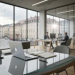 15 open plan glass office desk smartphone shot - Slik bygger du digitale nettverk: 5 faser + maler for relasjonsbygging online