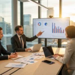 21 over the shoulder nordic business smartphone scene golden hour - Slik kartlegger dere kompetansebehovet før dere søker samarbeidspartnere...