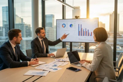 21 over the shoulder nordic business smartphone scene golden hour - Slik kartlegger dere kompetansebehovet før dere søker samarbeidspartnere...