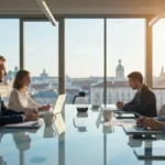 21 smartphone shot sunlit european office glass conference table - Timing for oppfølging: Når og hvor ofte du bør følge opp (med maler)