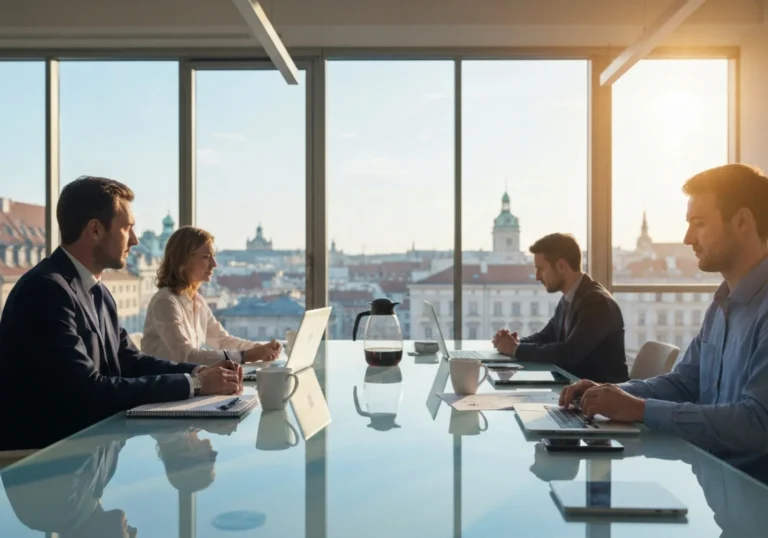 21 smartphone shot sunlit european office glass conference table - Timing for oppfølging: Når og hvor ofte du bør følge opp (med maler)