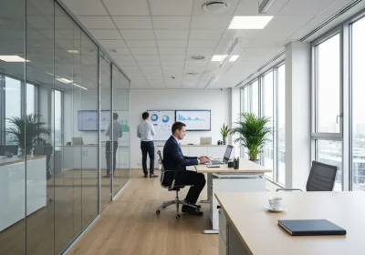 22 executive typing in smartphone shot european office with - Timing for oppfølging: Når og hvor ofte du bør følge opp (med maler)