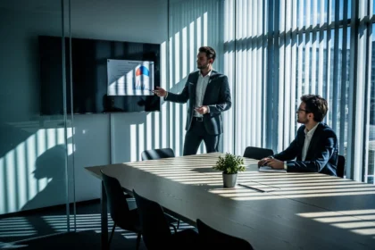 29 rim lit presenter in glass walled scandinavian conference - Lov og regelverk for samarbeid mellom kommuner og selskaper