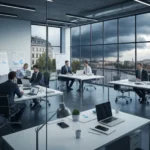 33 rain streaked european office with glass partitions - Samarbeidsavtaler i offentlig sektor: kommuner, interkommunalt samarbeid og krav