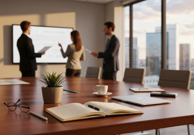 34 sunlit european conference table with ultrabook - Samarbeidsavtaler i offentlig sektor: kommuner, interkommunalt samarbeid og krav
