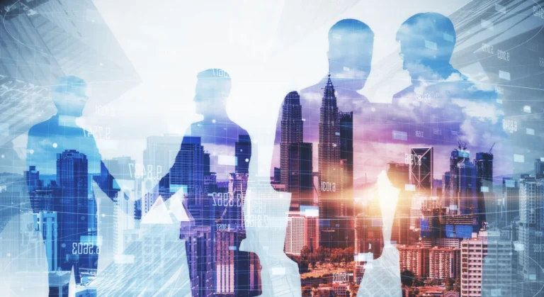 Businessmen silhouettes working together on blurry 2026 01 11 08 35 58 utc - Tips for effektive møter mellom bedrifter